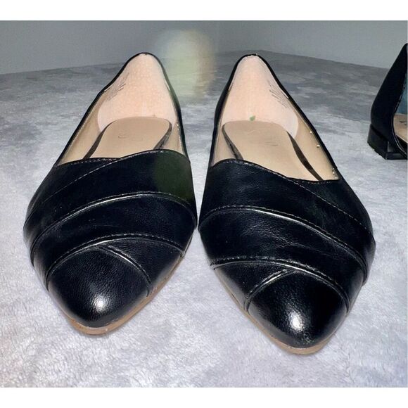 Women’s Black Leather Franco Sarto Pointed Ballet Flats US 7 EU 37 - Picture 8 of 9
